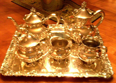 0126 (Silverplate, Hollowware) 5-Piece Plated Tea Set (with Waste)