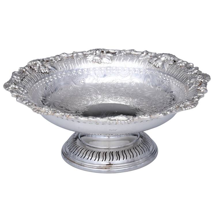 Grape Design (Silverplate Hollowware) 9" Round Pedestal Centerpiece