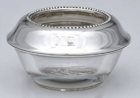 Sterling Hollowware Crystal Open Salt Master w/Sterling Rim