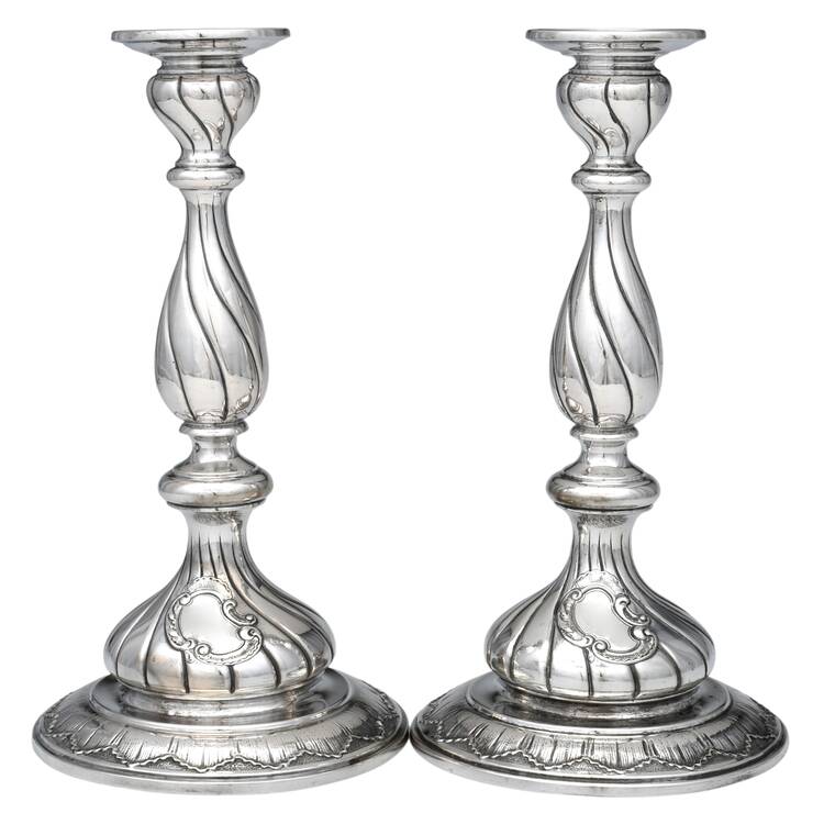 FMW2 (Sterling, Hollowware) Pair of 9" Candlesticks