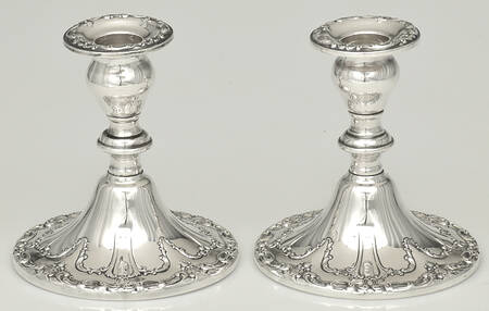 Chantilly-Duchess (Sterling Hollowware) Pair of Weighted Console Candleholders