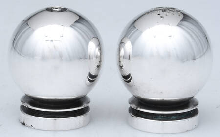 Pyramid (Sterling, 1927, Hollowware) Salt and Pepper Set by Georg Jensen (Denmark)