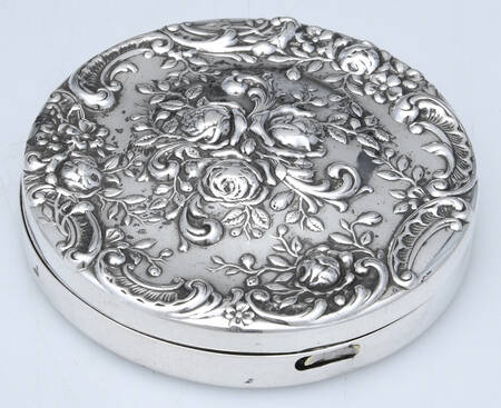 Victorian-Chased (Sterling, Hollowware) Compact No Mirror
