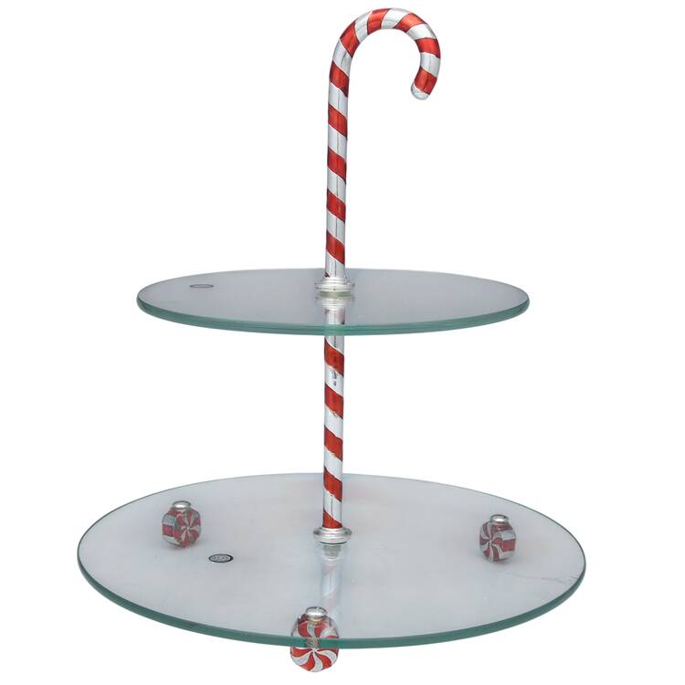 Candy Cane (Silverplate, Hollowware) 2 Tier Serving Tray by Godinger