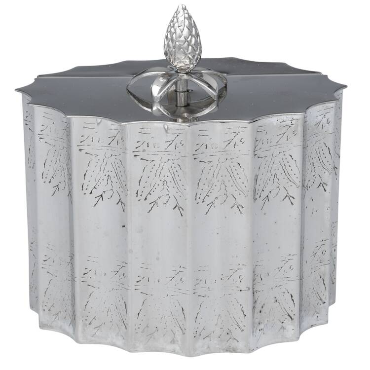 Silverplate Hollowware Tea Caddy with Hinged Lid