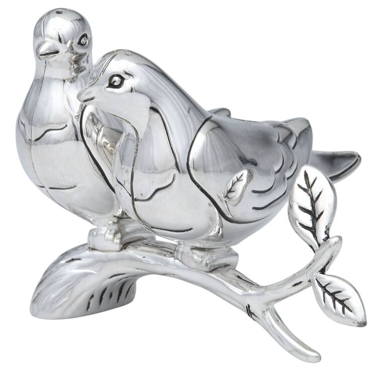 Silverplate Hollowware Figurine Salt & Pepper Set with Stand