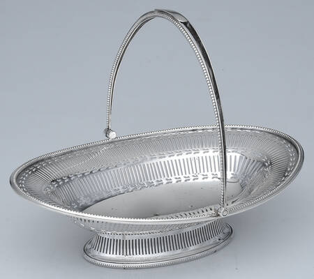 Silverplate Hollowware 12" Pierced Handled Basket