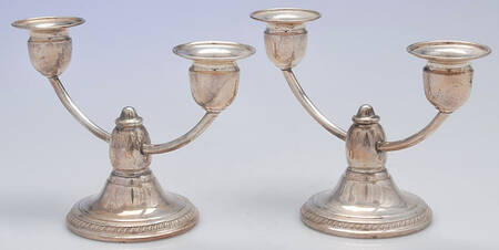 185G (Sterling, Hollowware) Pair of 2 Light Candelabra