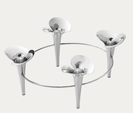 Bloom (Stainless, Hollowware) Taper Candleholder (Holds 4 Candles)