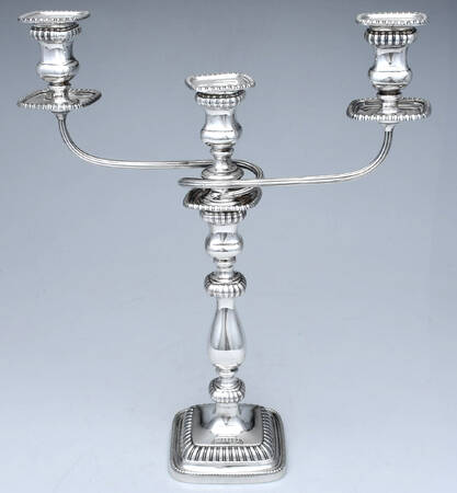 41636 (Sterling, Hollowware) 3 Light Weighted Candelabra with Bobech
