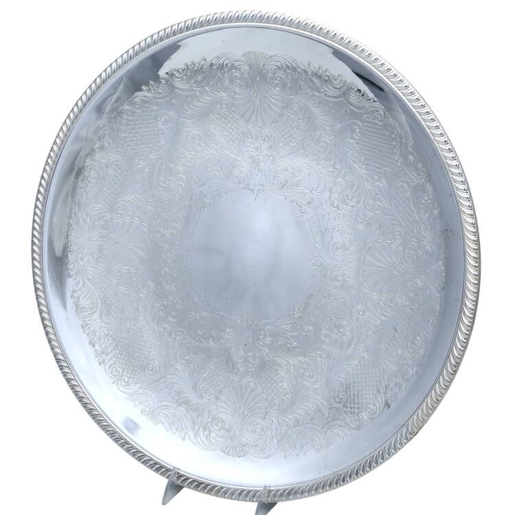 70 (Silverplate, Hollowware) 15" Handled Round Tray by Hartford Sterling Co