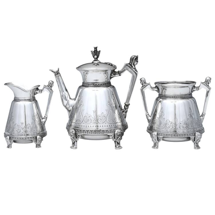 1875 (Silverplate, Hollowware) 3 Pc Coffee Set (PCP, PCR & PSUO) by Hall & Elton