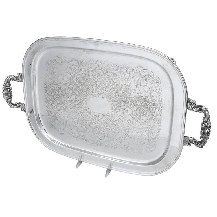 Silverplate Hollowware Footed Silverplate Waiter Tray