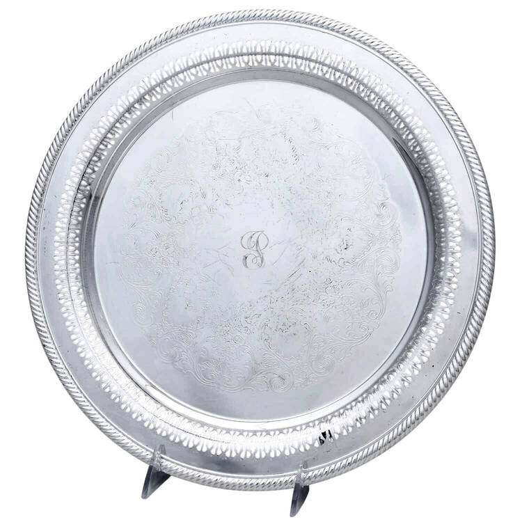 Silverplate Hollowware 12" Pierced Round Tray