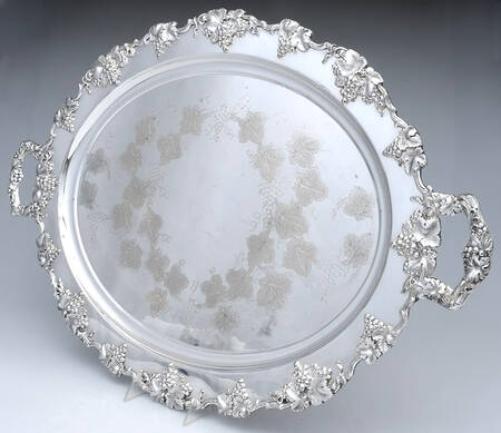 Vintage-Chased (Silverplate, Hollowware) Large Footed Waiter Tray