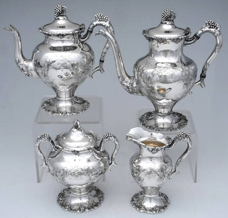 Vintage-Chased (Silverplate, Hollowware) (4 Piece) Silverplate Tea Set