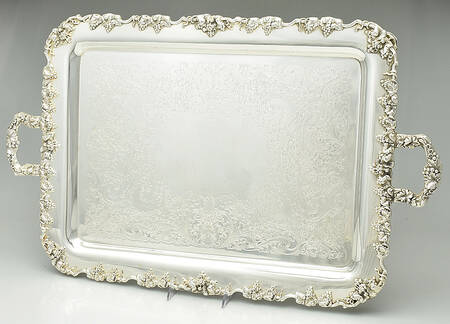 Vintage-Plain (Silverplate, Hollowware) Large Footed Waiter Tray