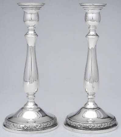 Prelude-Plain (Sterling Hollowware) Pair of 10" Weighted Candlesticks