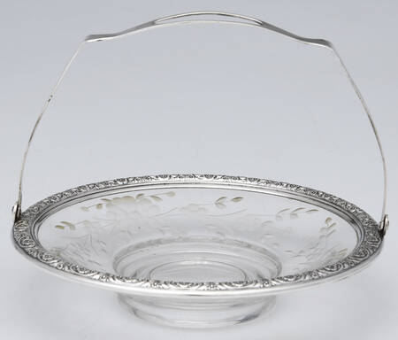 Prelude-Plain (Sterling Hollowware) Crystal Bon Bon with Sterling Rim & Handle