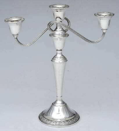 Prelude-Plain (Sterling Hollowware) Weighted 3 Light Candelabra