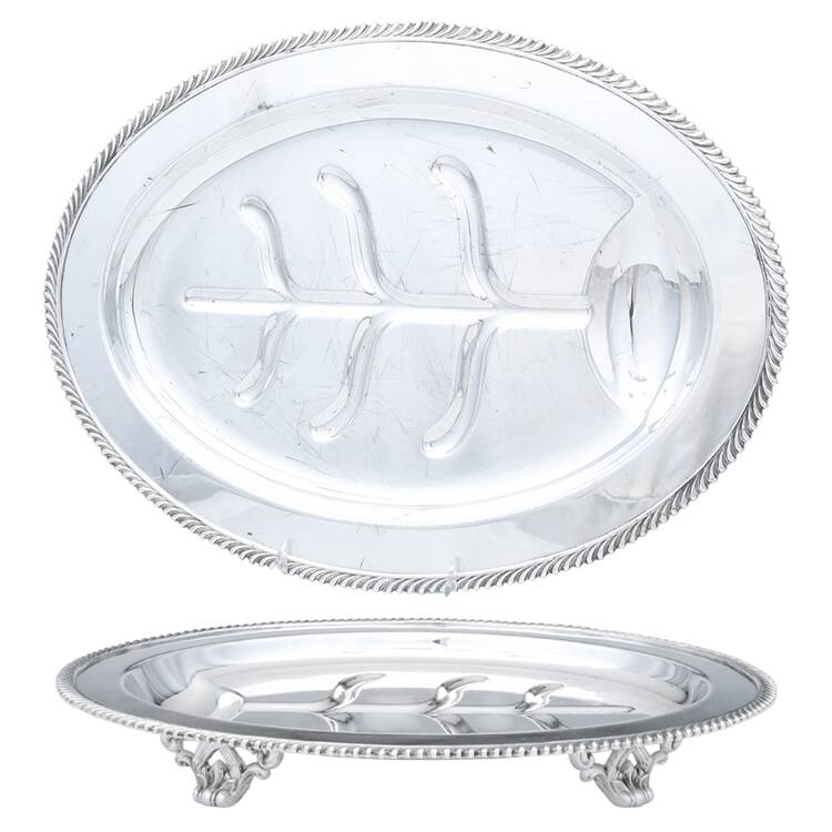 Ashley (Silverplate, Hollowware) 16" 4 Toed Meat Platter with Well