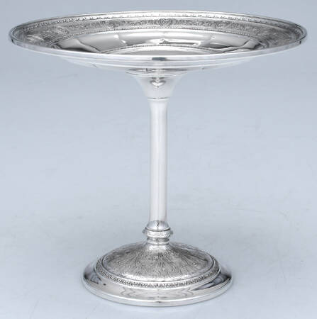 Wedgwood (Sterling, Hollowware, Geometric Base) Round Compote (Height X Width)