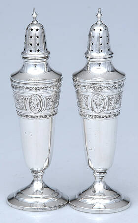 Wedgwood (Sterling, Hollowware, Geometric Base) Salt and Pepper Set