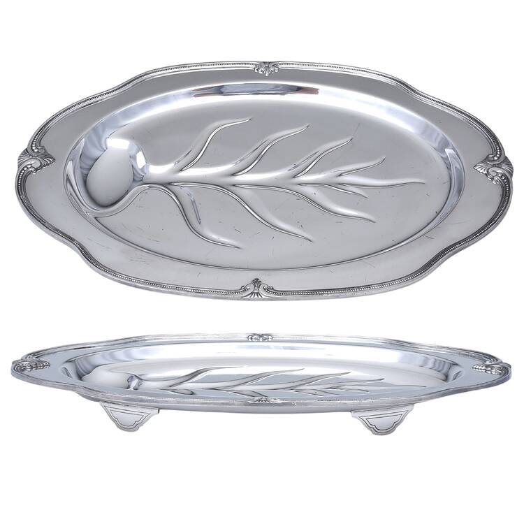 Moonbeam (Silverplate, Hollowware) 16" 4 Toed Meat Platter with Well
