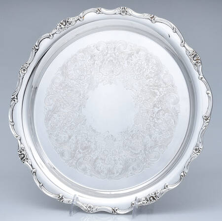Wellington (Silverplate, Hollowware, Floral&Scroll) 12" Round Tray