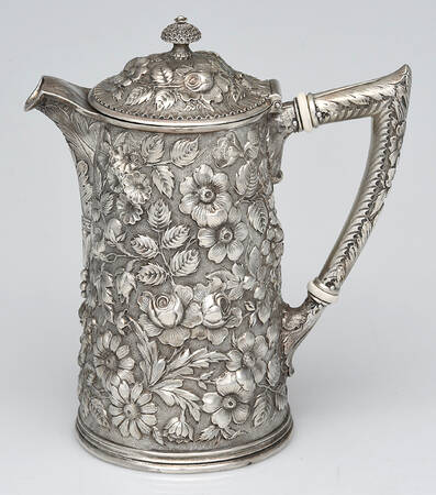 Repousse (Sterling, Hollowware) Water Pitcher with Hinged Lid