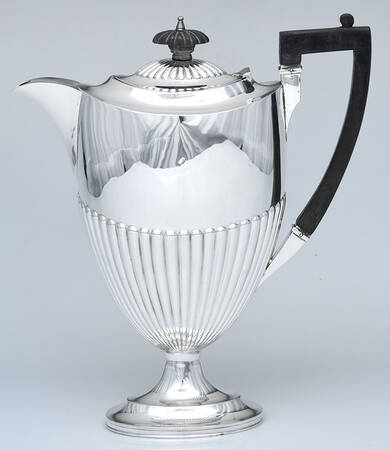 JWD3 (Sterling, Hollowware) Coffee Pot with Wood Handle