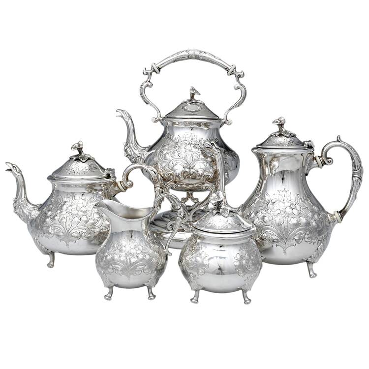 0794 (Silverplate, Hollowware) 5-Piece Plated Tea Set (with Kettle)
