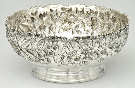 Repousse-Half Chased (Holloware) 9" Pedestal Fruit Bowl