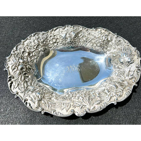 Repousse-Full Chased-Hand Chased 11" Oval Vegetable Bowl