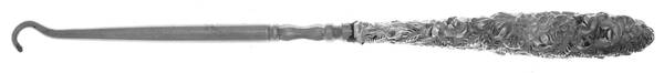 Repousse-Full Chased-Hand Chased Button Hook Hollow Handle Large