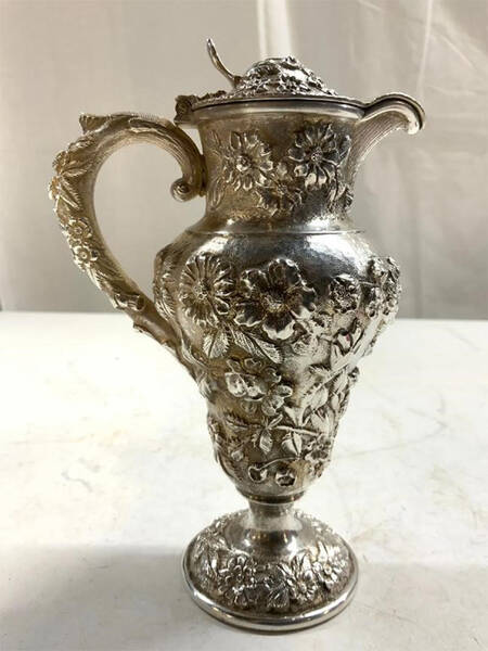 Repousse-Full Chased-Hand Chased Creamer & Hinged Lid