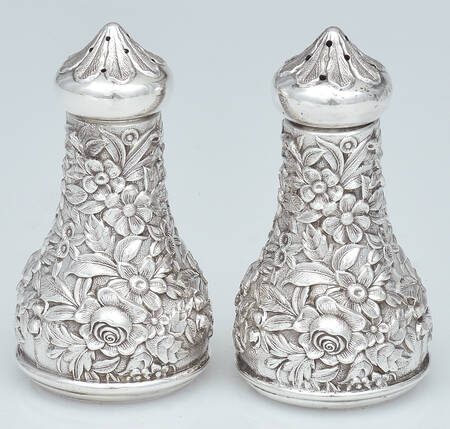 Repousse-Full Chased-Hand Chased Salt & Pepper Set