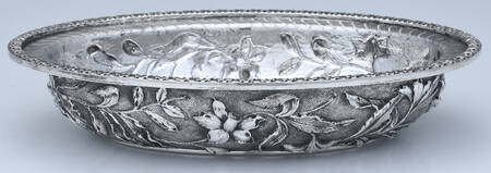 Repousse-Full Chased-Hand Chased 10" Oval Double Vegetable No Lid