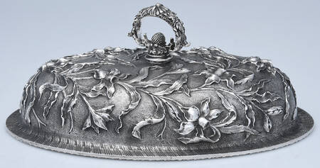 Repousse-Full Chased-Hand Chased Lid for 10" Oval Double Vegetable