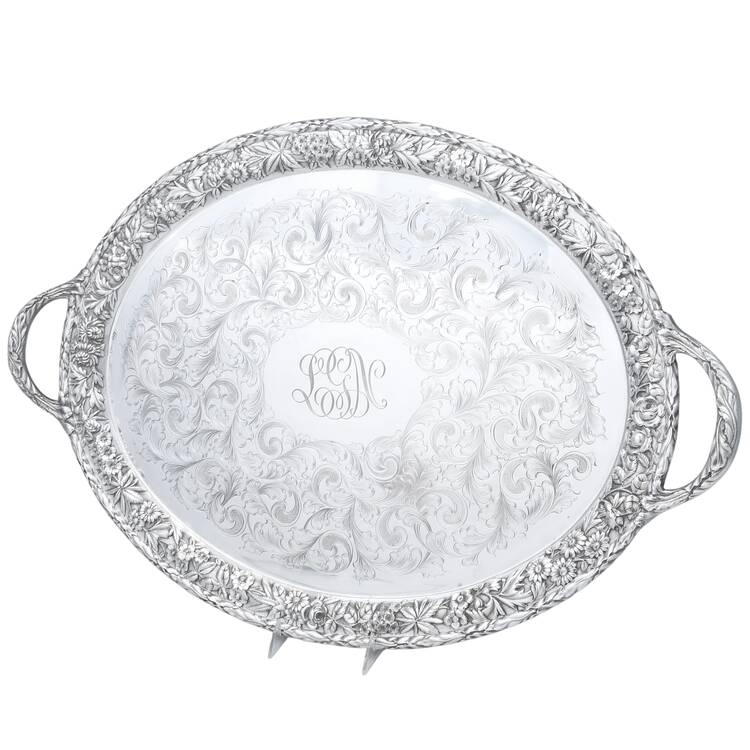 Repousse-Full Chased-Hand Chased 24" Waiter Tray