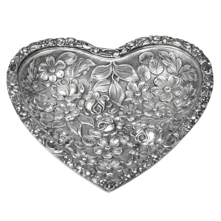 Stieff Rose (Sterling, 1892, Hollowware) Heart Shape Pin Tray