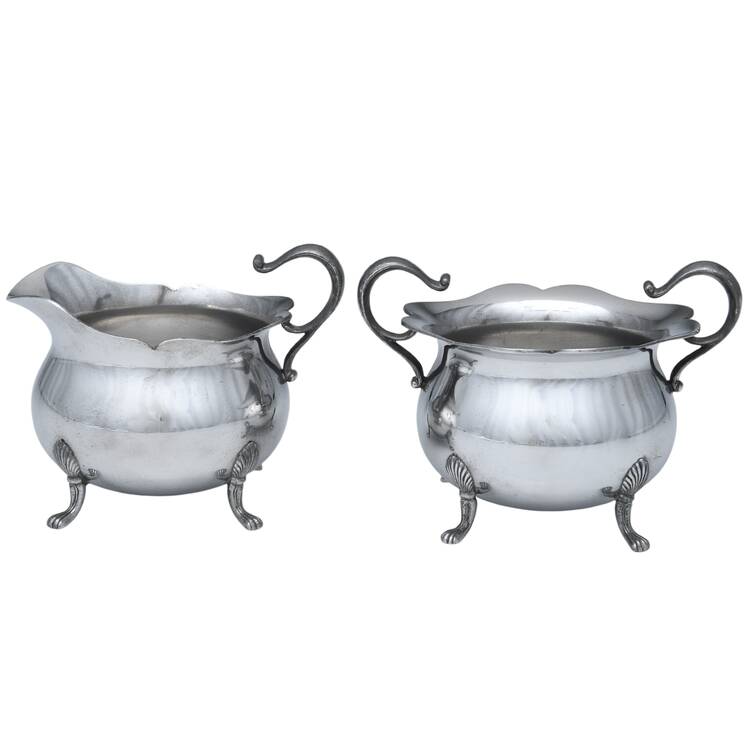 P30 (Pewter, Hollowware) Mini Creamer and Open Sugar Set