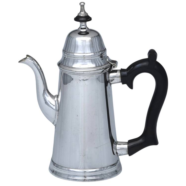 Silverplate Hollowware Mini Coffee Pot with Black Handle