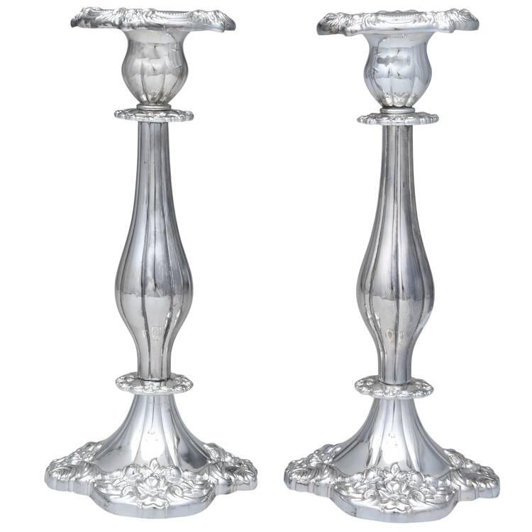 Eloquence (Silverplate, Hollowware) Pair of 10" Candlesticks