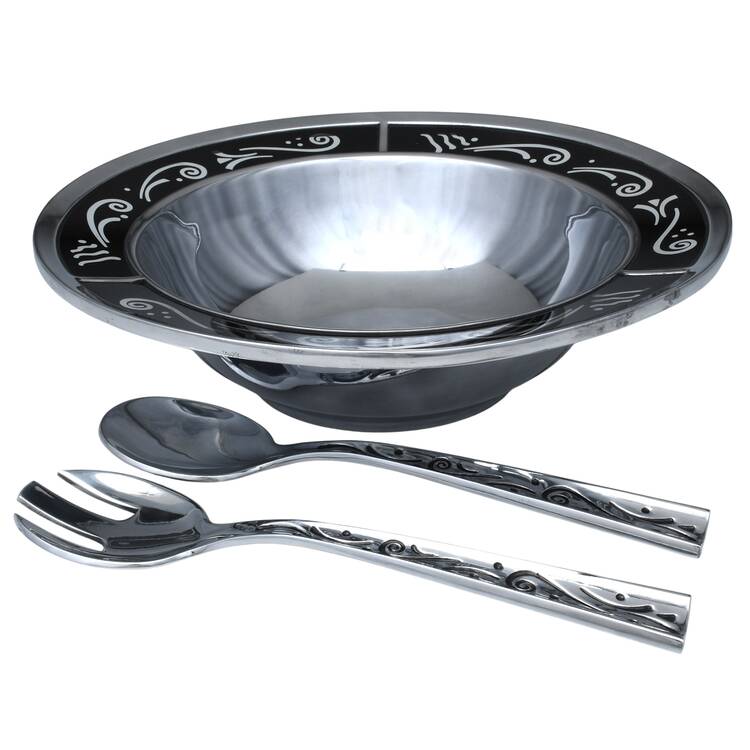 Spyro Black (Hollowware, Metalware) (3 Pc) Salad Serving Set (SB14 & SLD2S)
