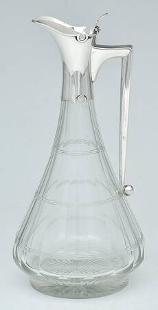 Sterling Hollowware Weighted Claret Jug with Glass Base & Hinged Lid