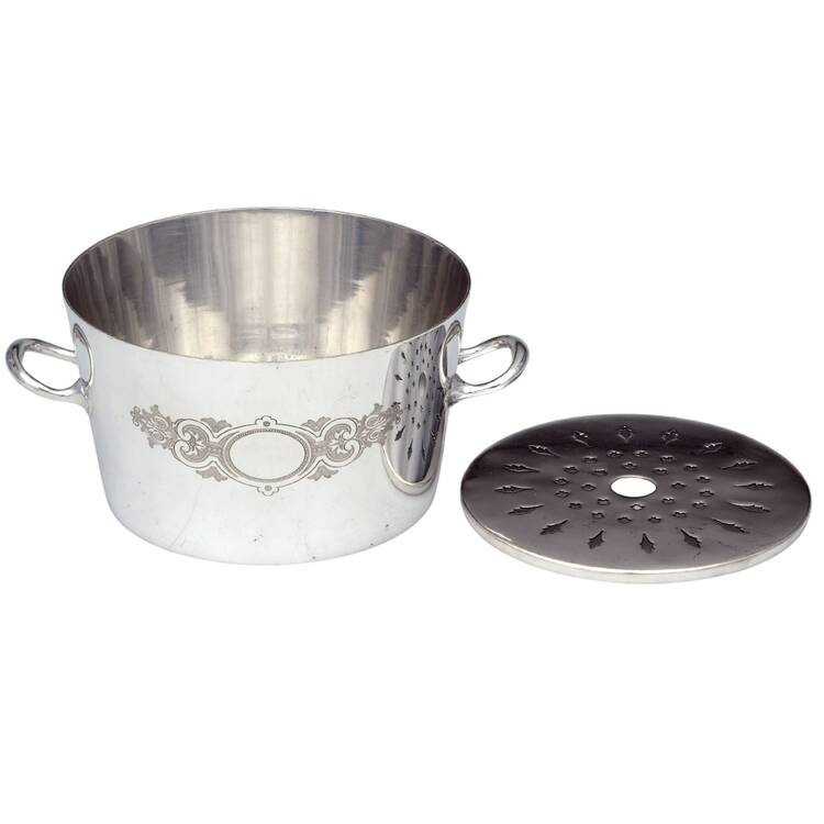 Silverplate Hollowware Ice Bucket & Strainer