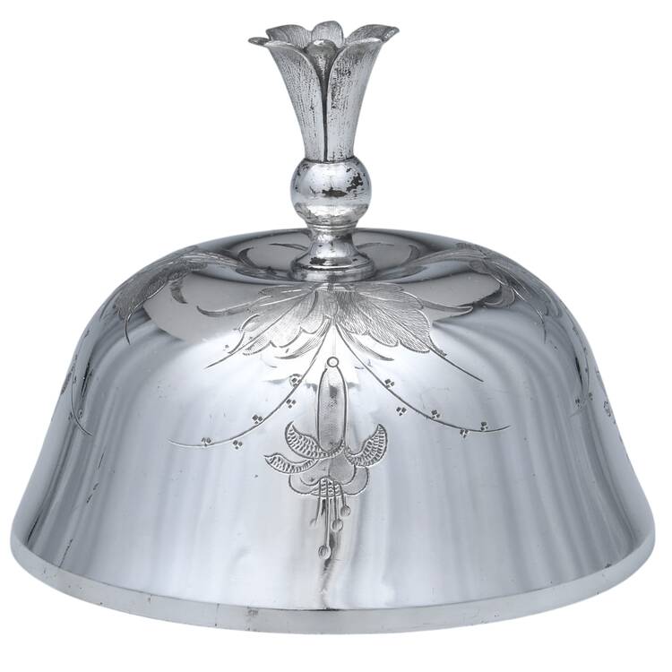 1884 (Silverplate, Hollowware) Lid for Round Butter Dish with Knife Holder and Ceramic Strainer
