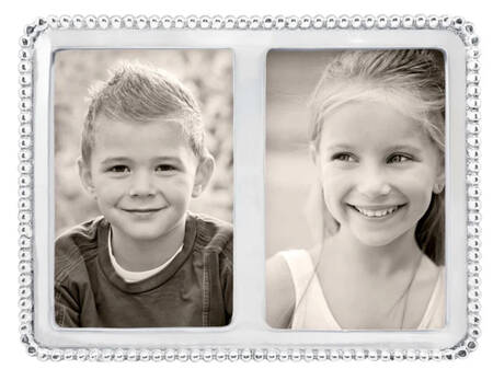 Beaded Double Frame Holds 4"X 6"