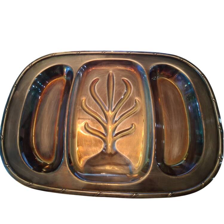 Croydon (Silverplate, Hollowware) Large 3-Part Footed Meat Platter
